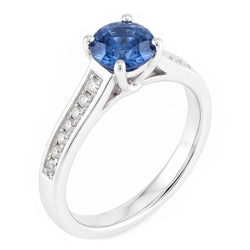 Bague de fiançailles diamant bleu rond 1.65 ct. pierre précieuse