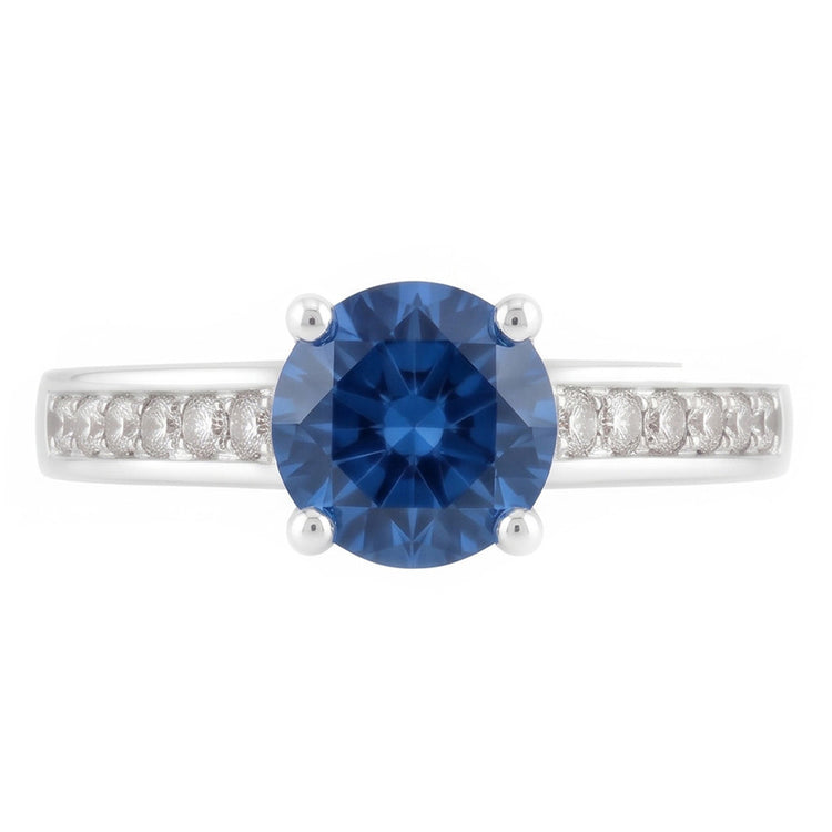 Bague de fiançailles diamant bleu rond 1.65 ct. pierre précieuse