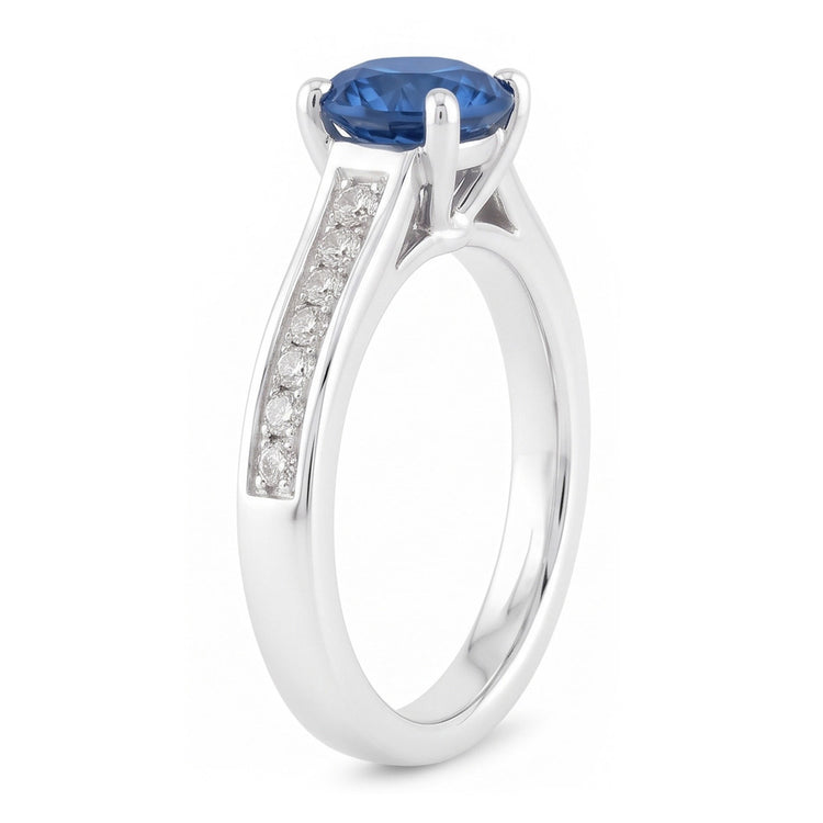 Bague de fiançailles diamant bleu rond 1.65 ct. pierre précieuse