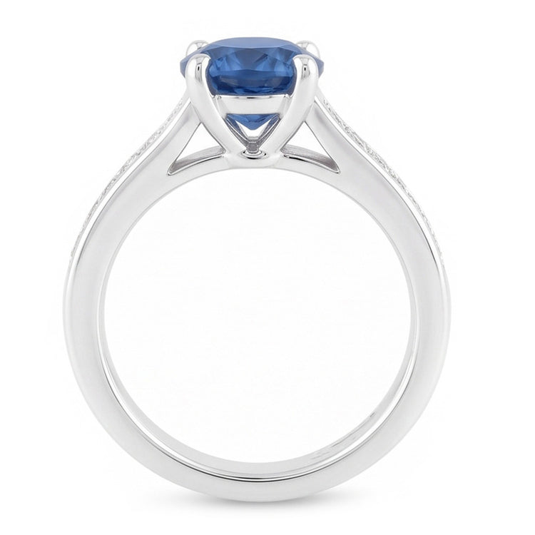 Bague de fiançailles diamant bleu rond 1.65 ct. pierre précieuse