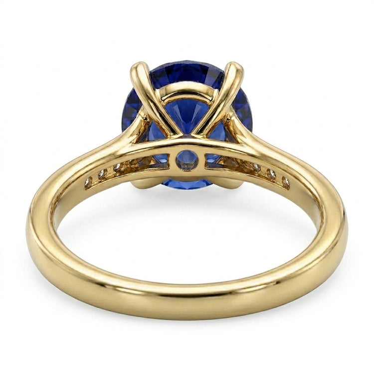 Bague de fiançailles diamant bleu saphir pour femme or jaune 2.50 carats