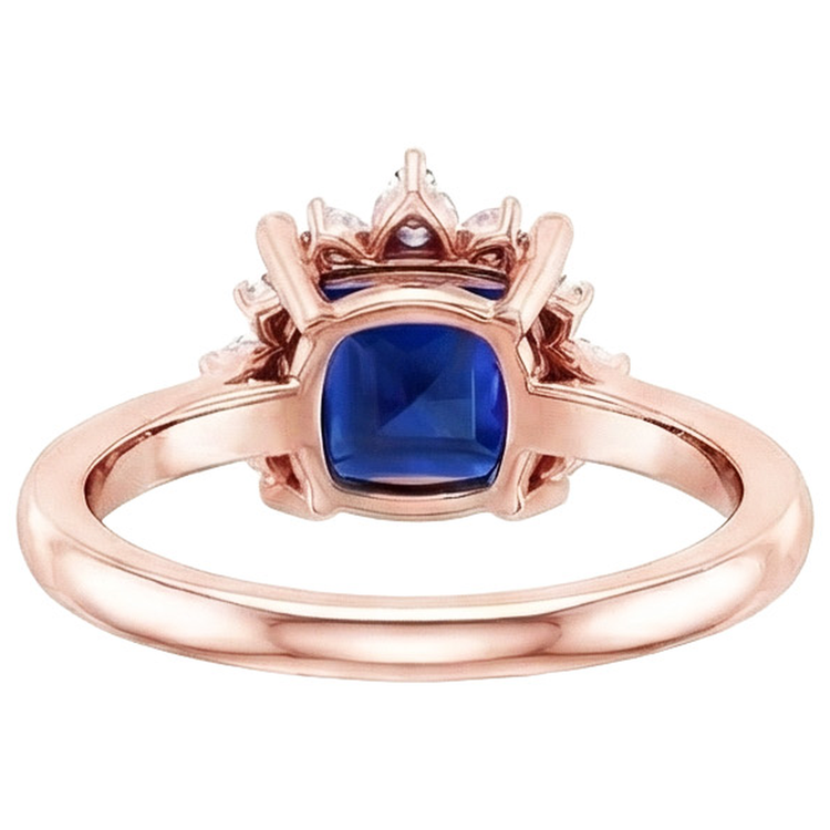 Bague de fiançailles diamant demi halo princesse saphir bleu 5.50 carats
