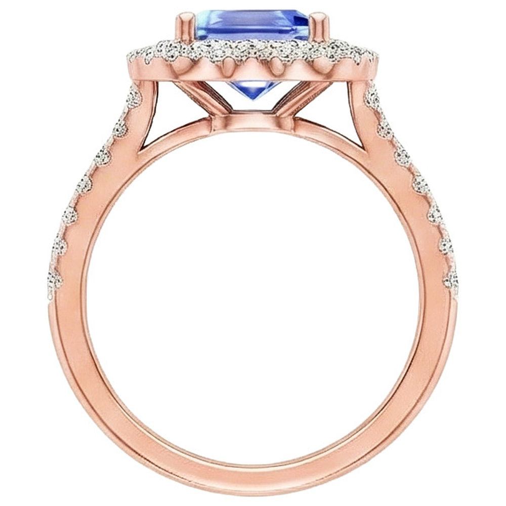 naturel asscher diamant 5carats bague sur blanc