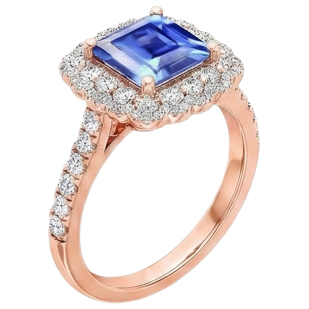 naturel asscher diamant 5carats bague vue de dessus