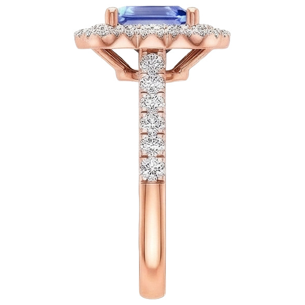 naturel asscher diamant 5carats bague vue de profil