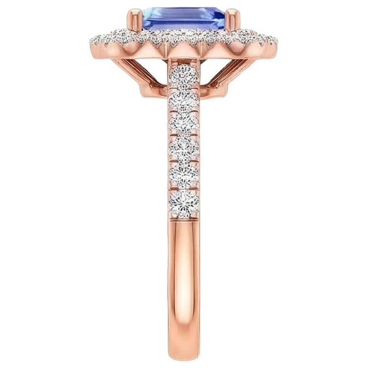 naturel asscher diamant 5carats bague vue de profil