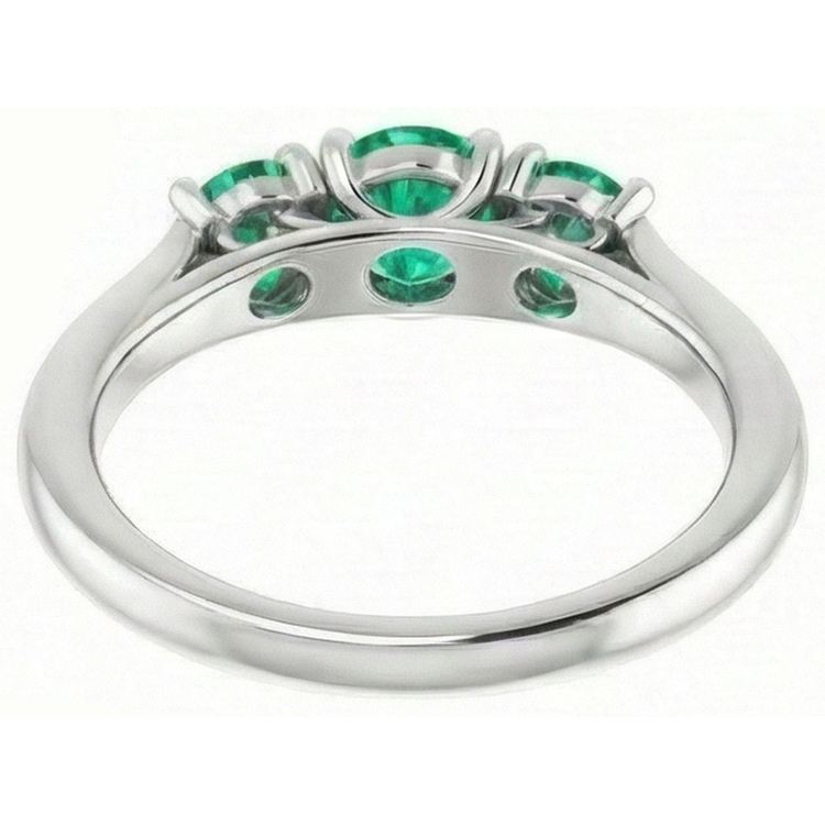 Bague de fiançailles diamant émeraude Vert style trois pierres 1.10 carats