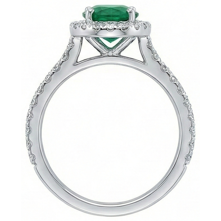 Bague de fiançailles diamant émeraude Vert taille ovale vert de 3.6 ct