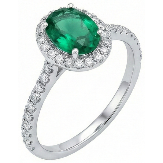 Bague de fiançailles diamant émeraude Vert taille ovale vert de 3.6 ct