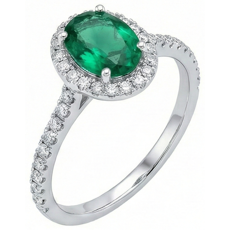 Bague de fiançailles diamant émeraude Vert taille ovale vert de 3.6 ct