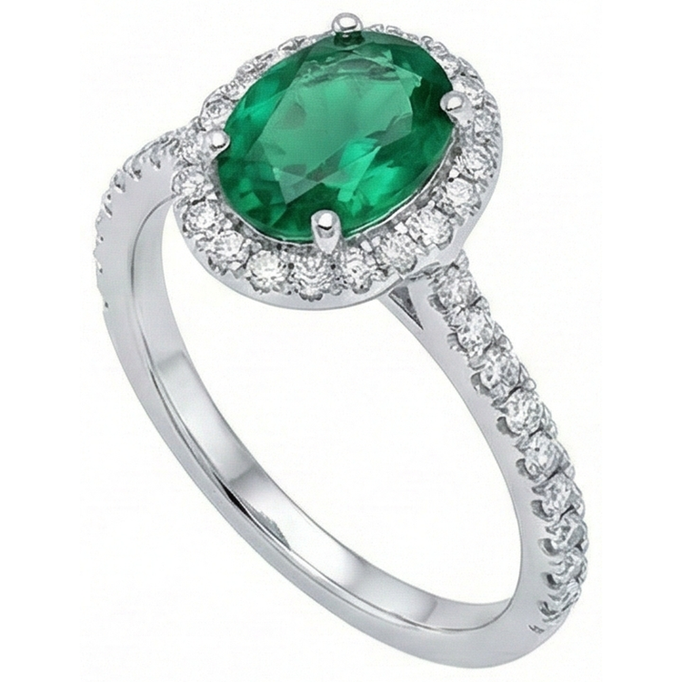 Bague de fiançailles diamant émeraude Vert taille ovale vert de 3.6 ct