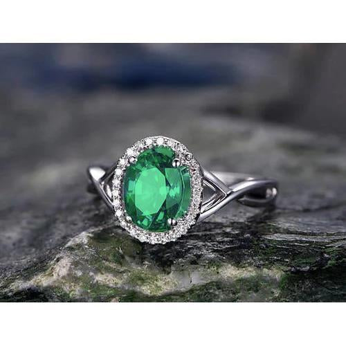 Bague de fiançailles diamant émeraude Vert taille ovale vert de 3.6 ct