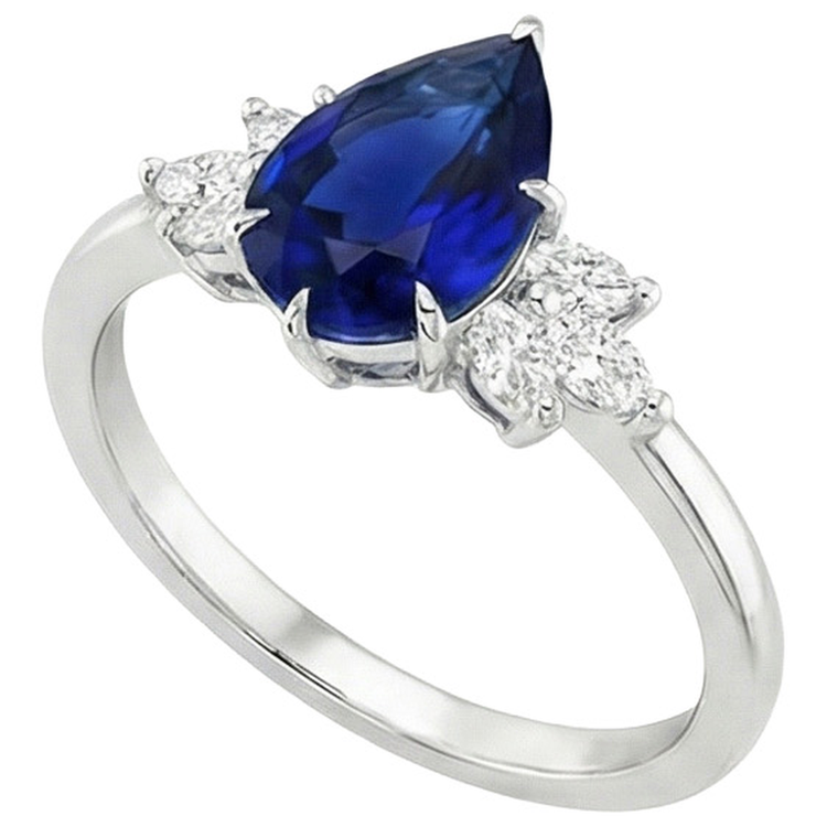 naturel pear diamant 7.25carats bague angle de côté
