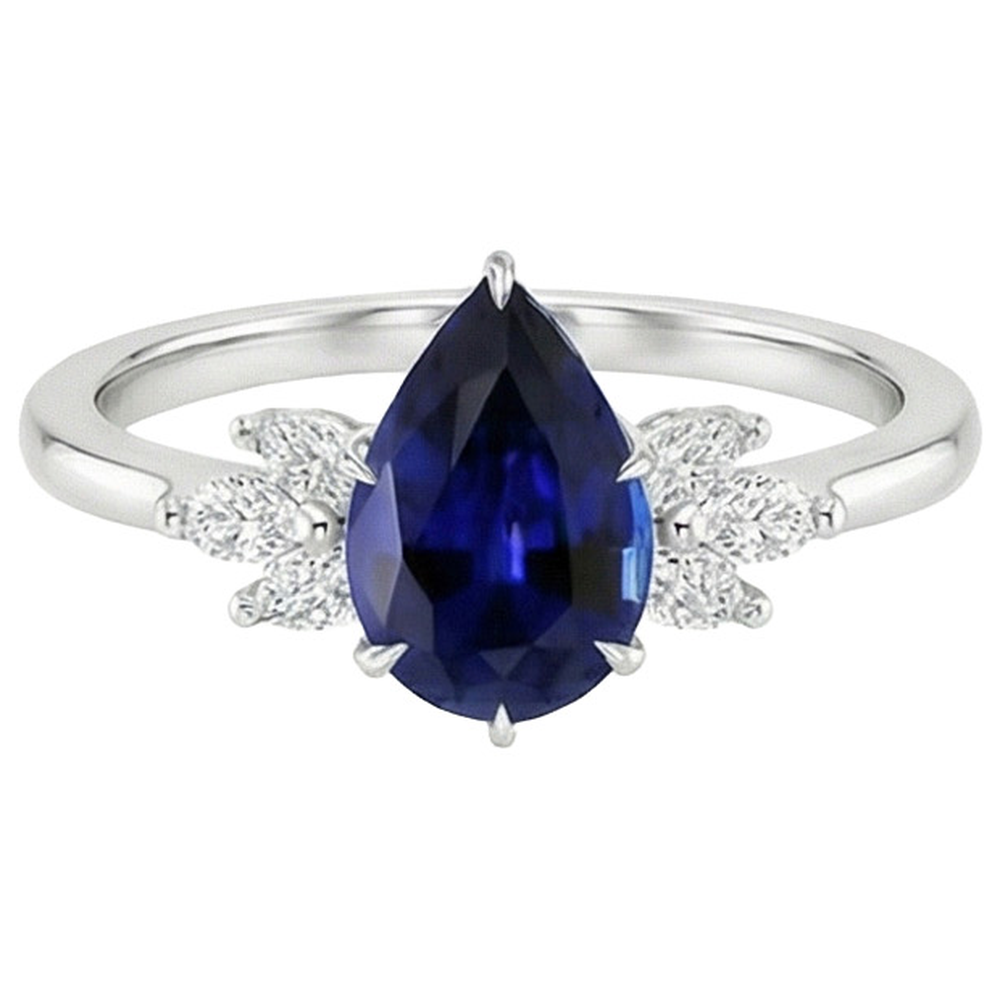 naturel pear diamant 7.25carats bague vue de profil