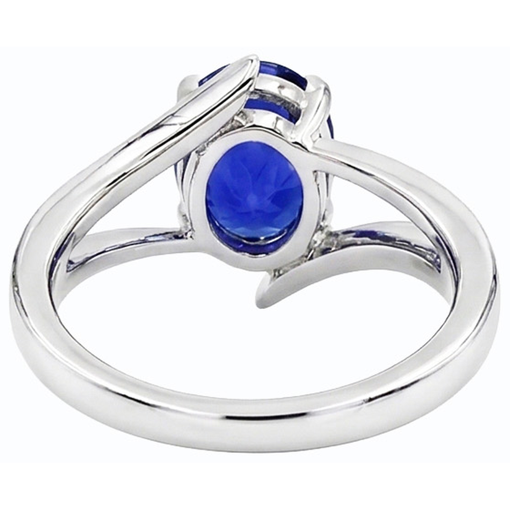 naturel oval saphir 2.50carats bague angle de côté