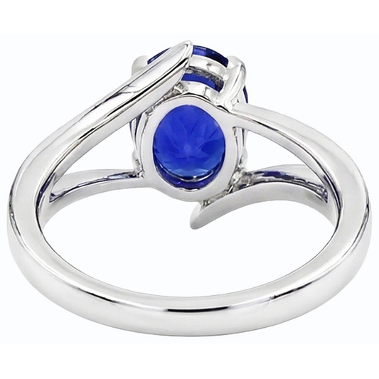 naturel oval saphir 2.50carats bague angle de côté