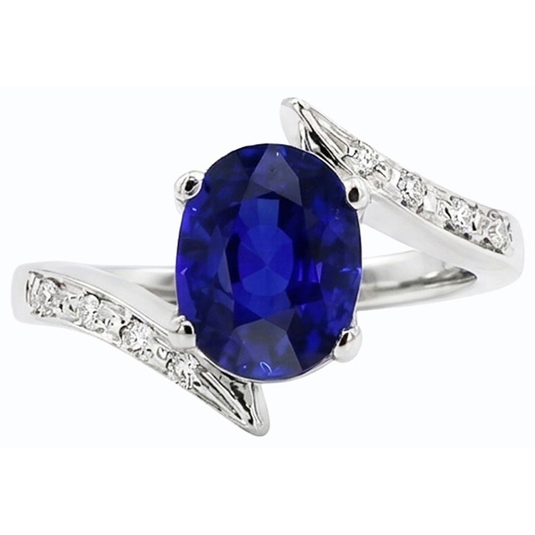 naturel oval saphir 2.50carats bague détail rapproché