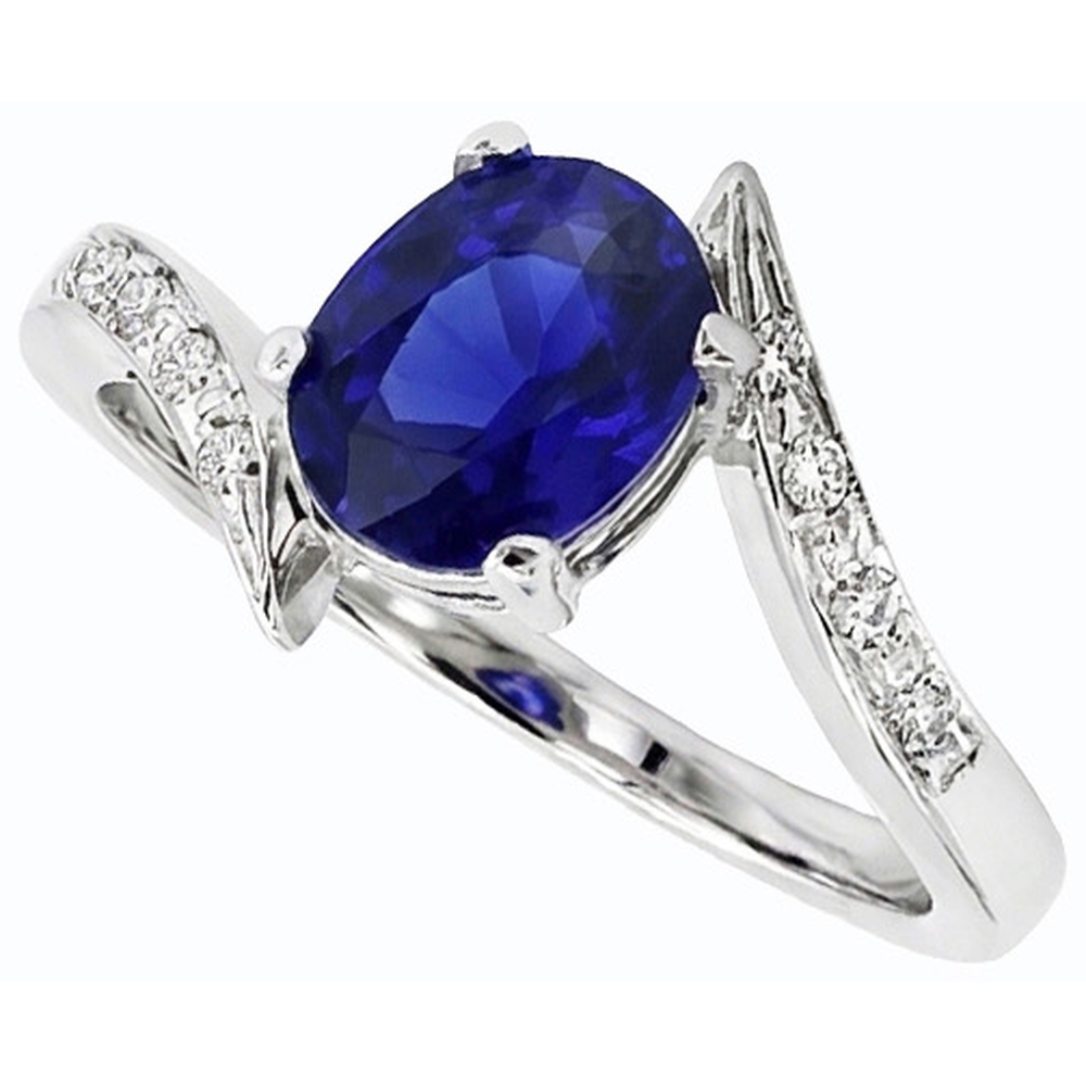 naturel oval saphir 2.50carats bague vue de dessus
