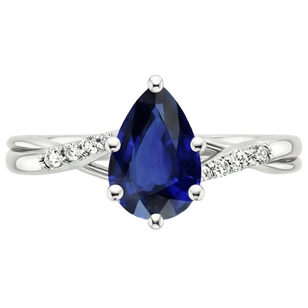 naturel pear diamant 4.50carats bague vue de profil