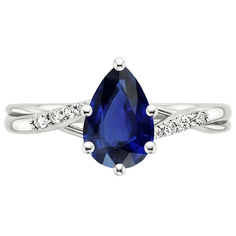 naturel pear diamant 4.50carats bague vue de profil