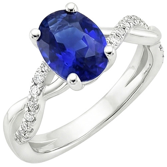 naturel oval saphir 5carats bague angle de côté