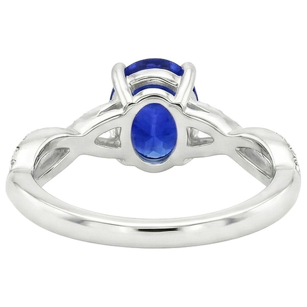 naturel oval saphir 5carats bague détail rapproché