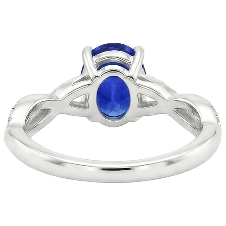 naturel oval saphir 5carats bague détail rapproché