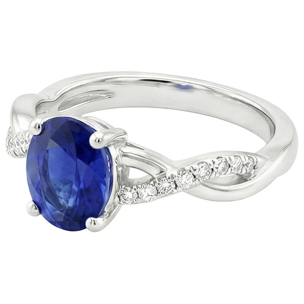 naturel oval saphir 5carats bague vue de dessus