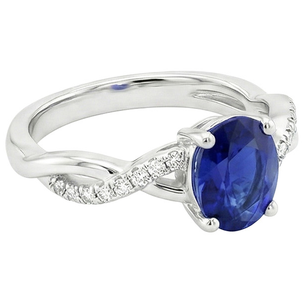 naturel oval saphir 5carats bague vue de profil