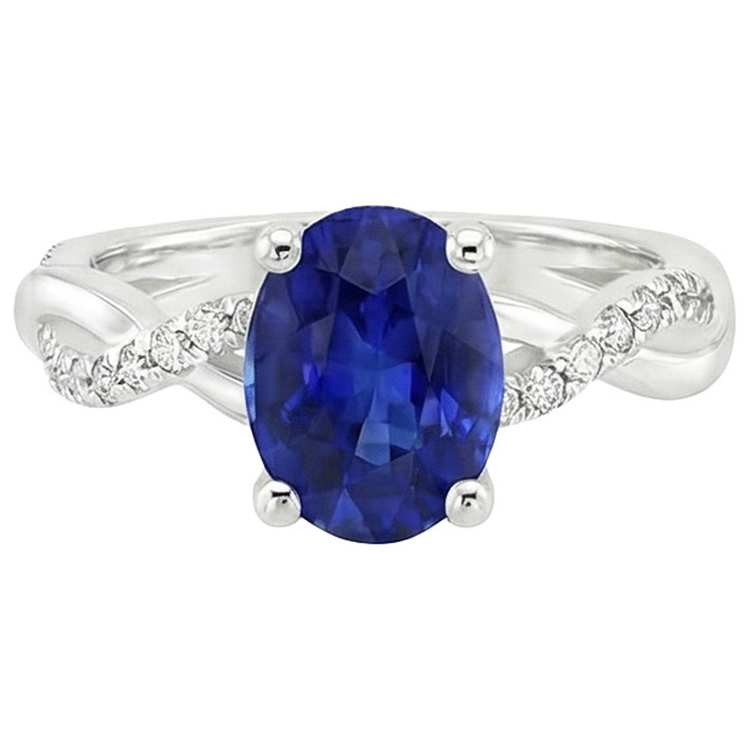 naturel oval saphir 5carats bague sur blanc