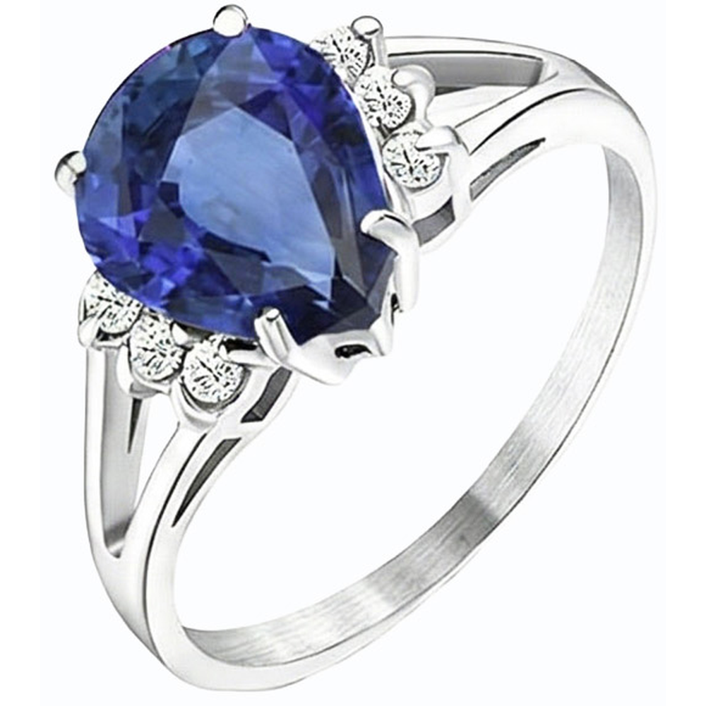 naturel pear diamant 3.50carats bague angle de côté