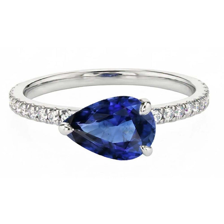 naturel pear diamant 3.50carats bague vue de face