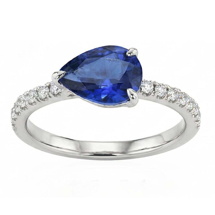 naturel pear diamant 3.50carats bague angle de côté