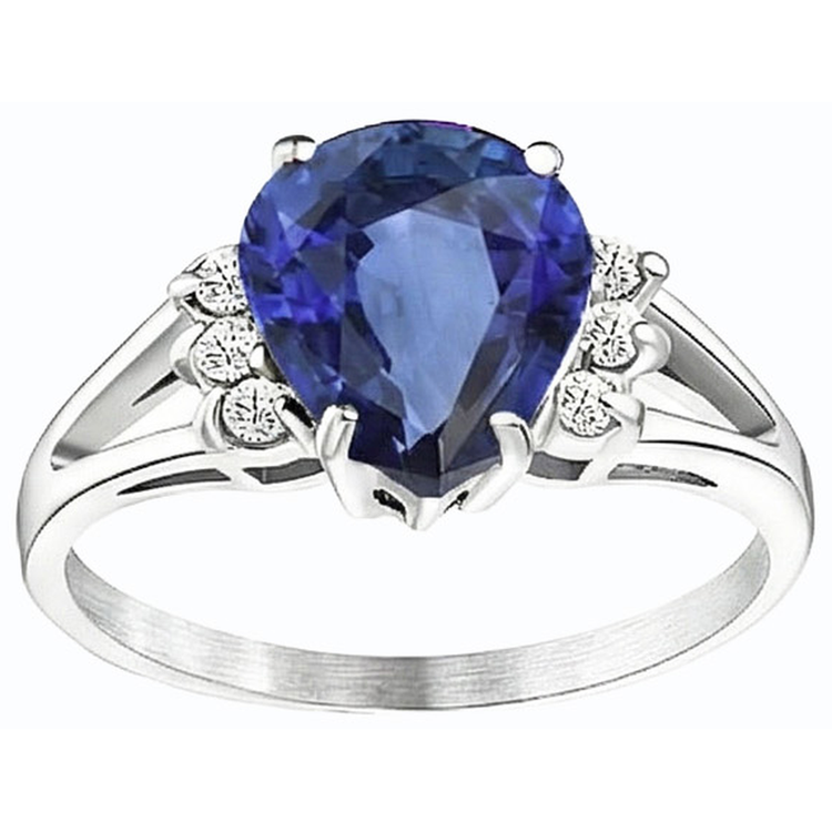 naturel pear diamant 3.50carats bague vue de dessus