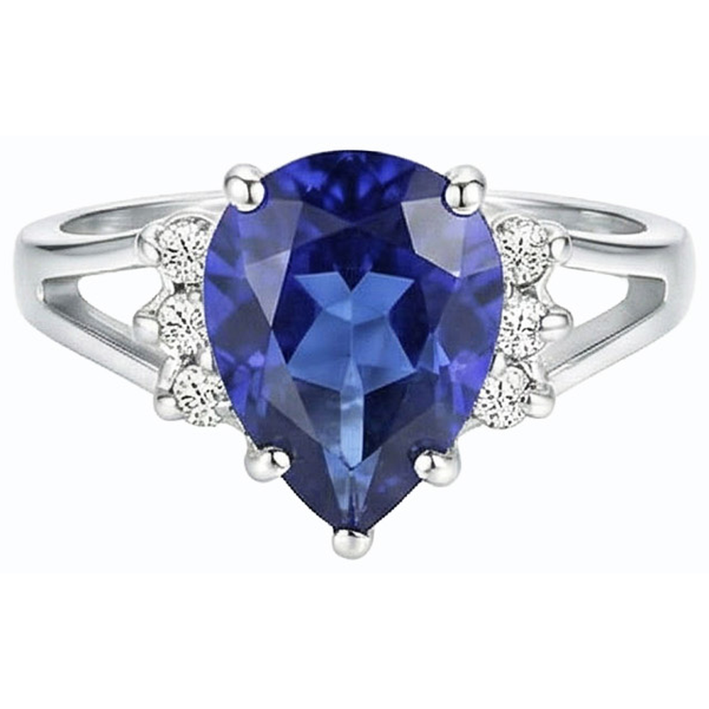 naturel pear diamant 3.50carats bague sur blanc
