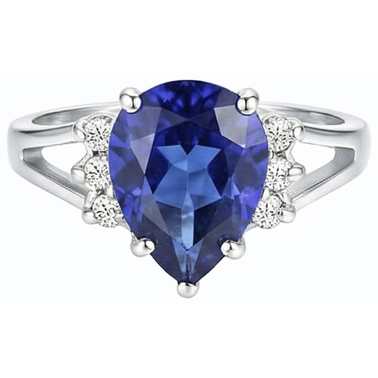 naturel pear diamant 3.50carats bague sur blanc