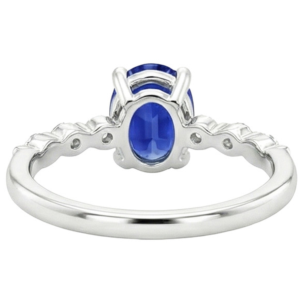 naturel oval saphir 4.50carats bague détail rapproché