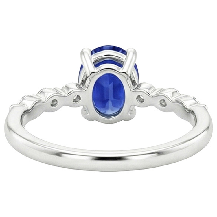 naturel oval saphir 4.50carats bague détail rapproché