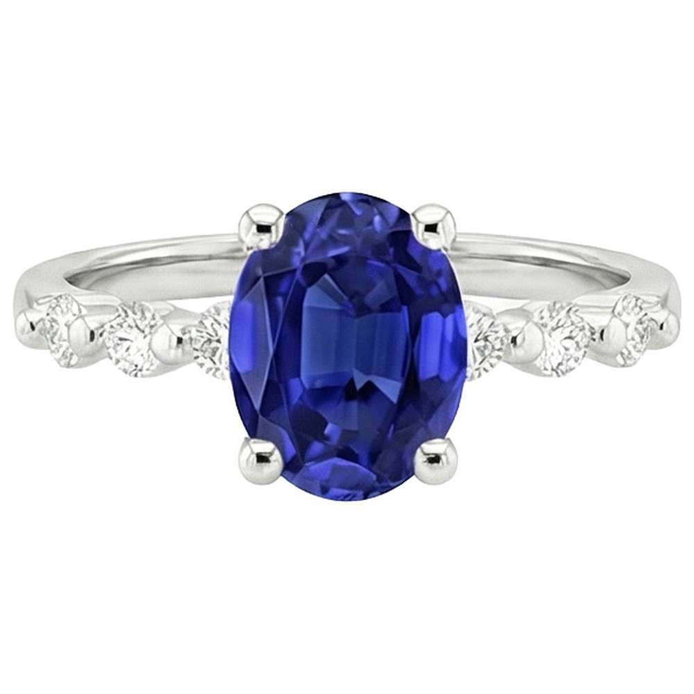 naturel oval saphir 4.50carats bague vue de dessus