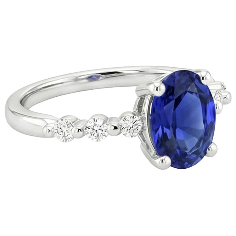 naturel oval saphir 4.50carats bague sur blanc