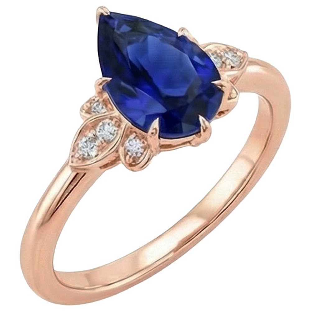 naturel pear diamant 7.25carats bague vue de face