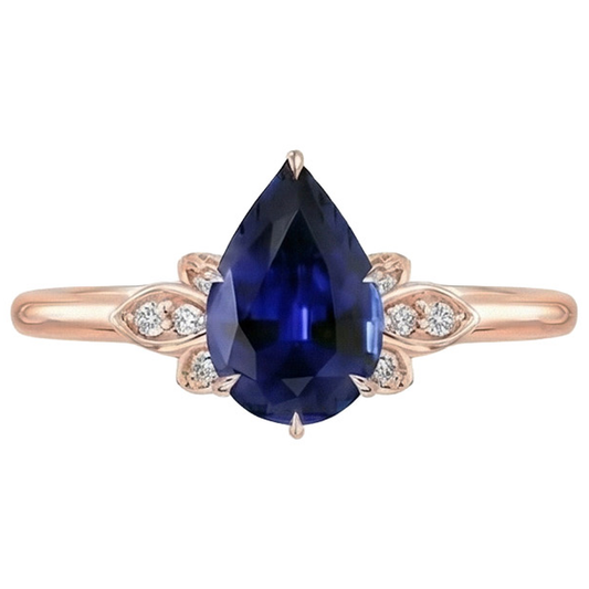 naturel pear diamant 7.25carats bague angle de côté