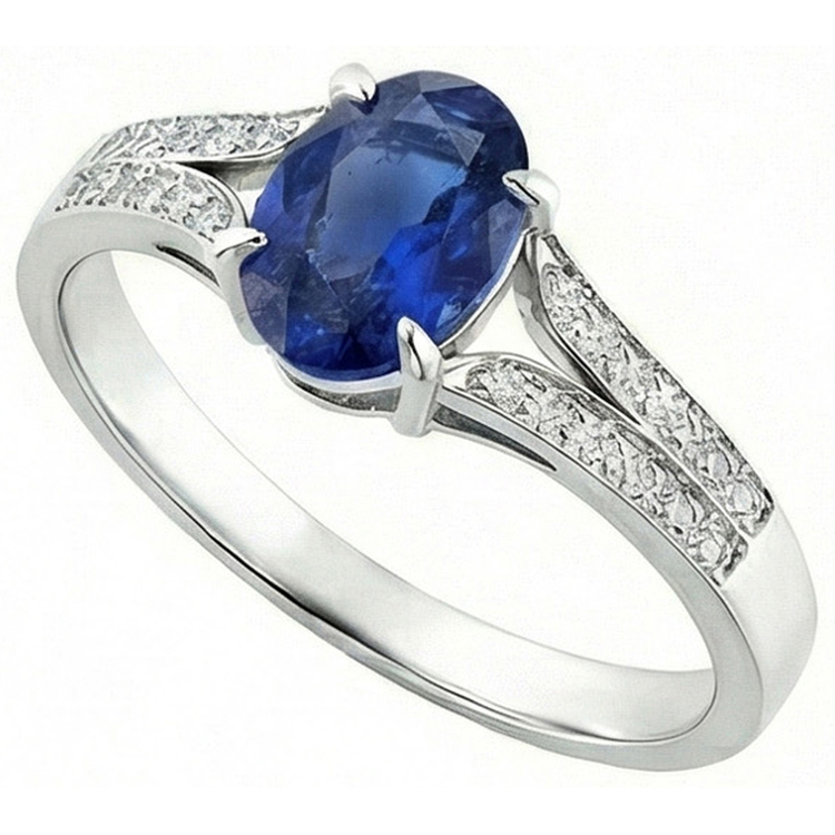 naturel oval saphir 3.50carats bague détail rapproché