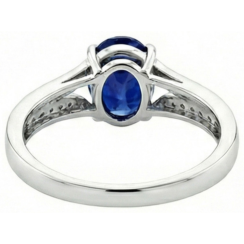 naturel oval saphir 3.50carats bague vue de profil