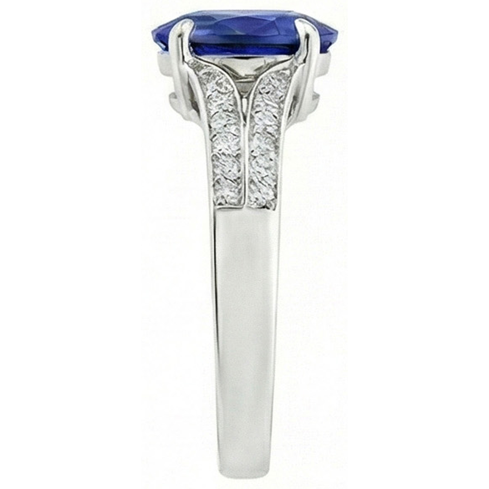 naturel oval saphir 3.50carats bague vue de dessus