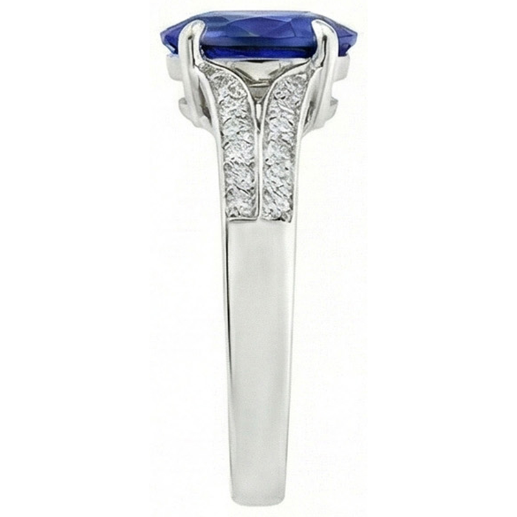 naturel oval saphir 3.50carats bague vue de dessus