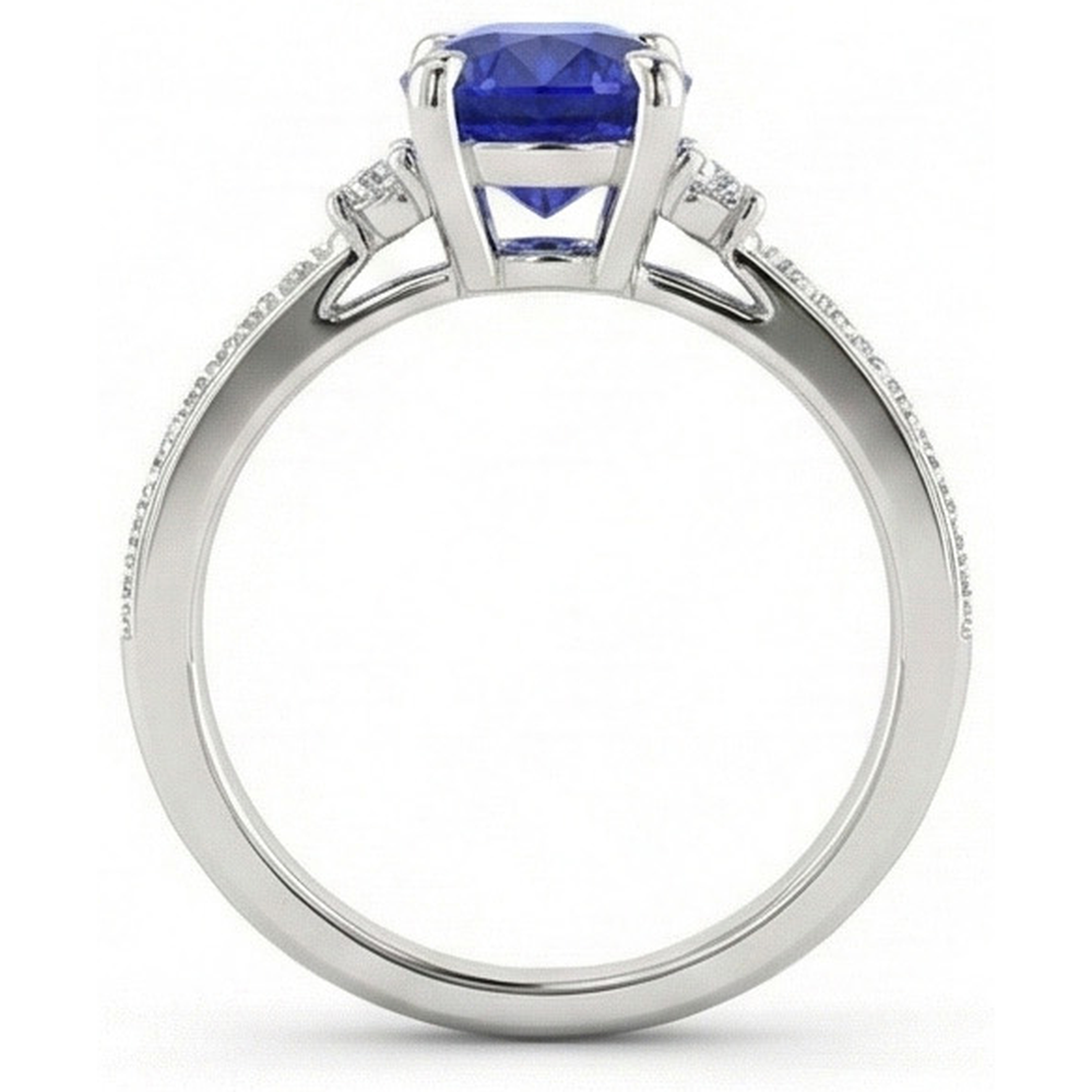 naturel oval saphir 3.50carats bague vue de dessus