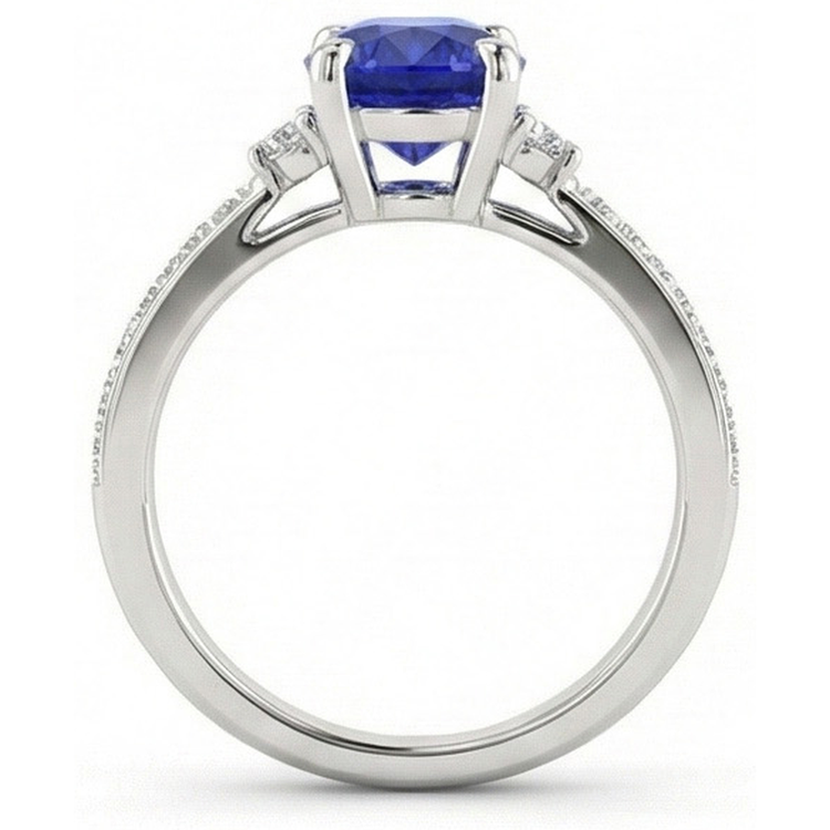 naturel oval saphir 3.50carats bague vue de dessus