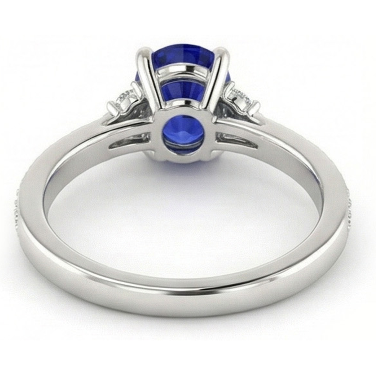 naturel oval saphir 3.50carats bague vue de profil