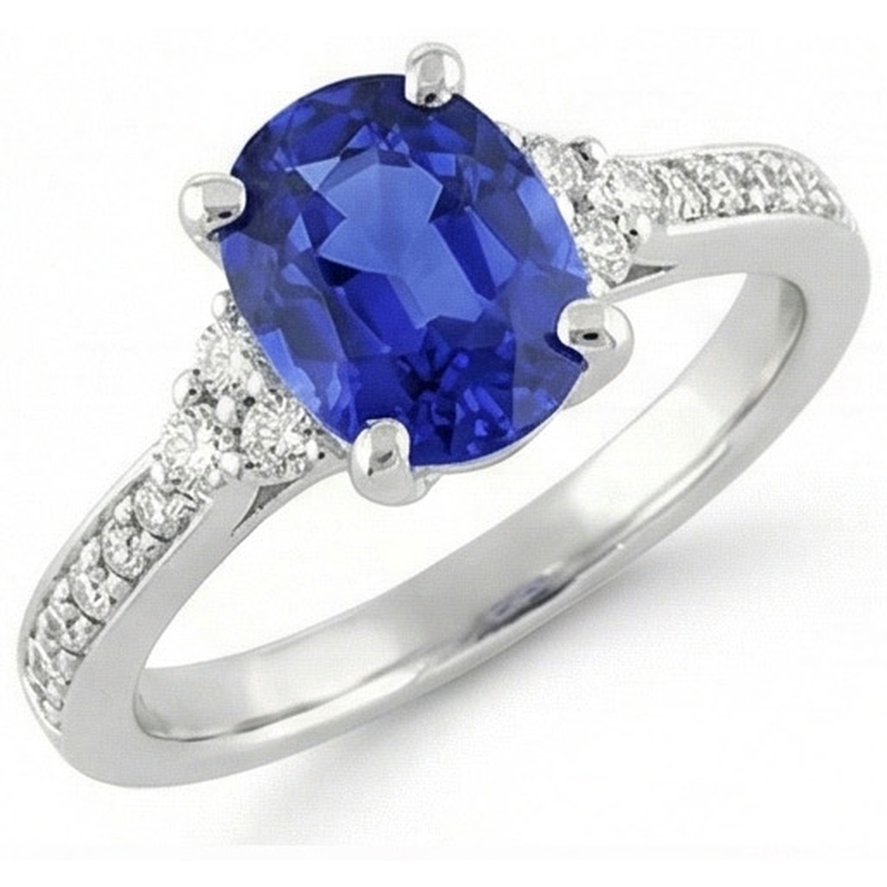naturel oval saphir 3.50carats bague sur blanc
